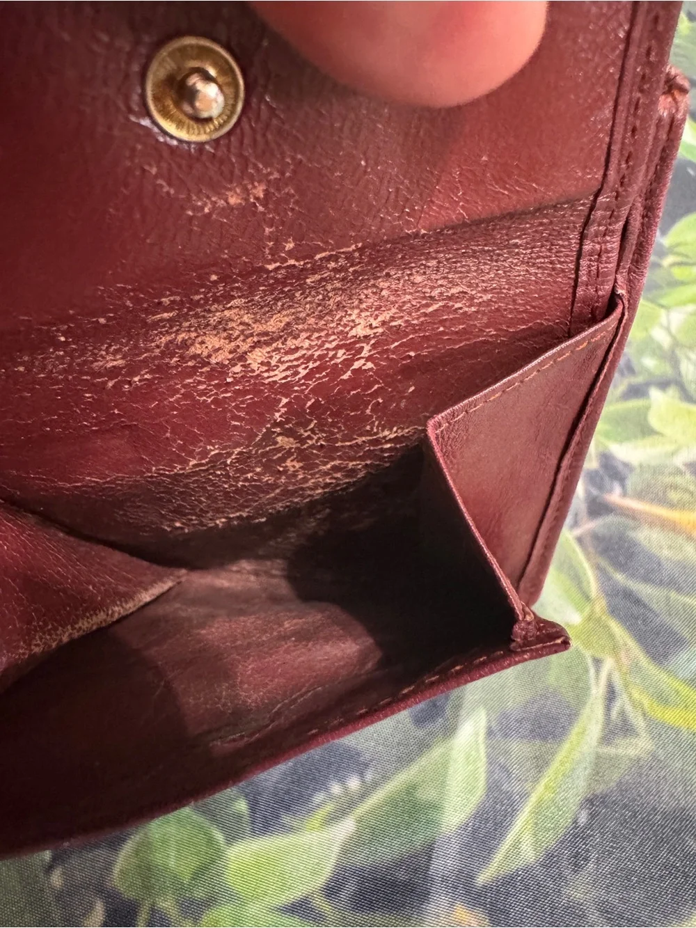 Cartier Men's Leather Bifold Wallet - Burgundy with Gold Accents